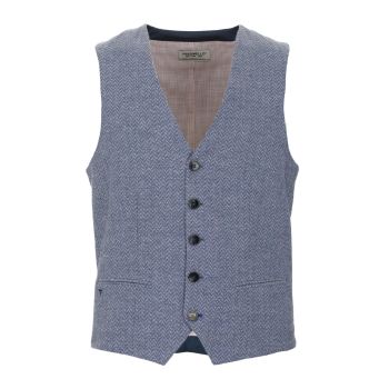 Abstract Motif Stitched Cotton Vest with Button Closure L Men