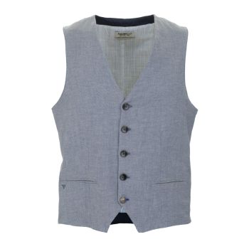 Cotton Denim Vest with Button Closure S Men