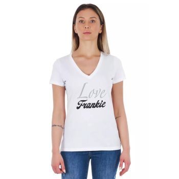 V-neck T-shirt with Front Print S Women