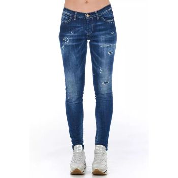 Worn Wash Skinny Denim Jeans with Multi-Pockets W27 US Women