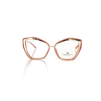 Gold Metal Butterfly Eyeglasses with Coral Interior One Size Women