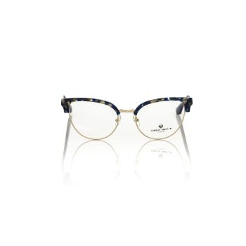 Blue Mother of Pearl and Gold Metal Clubmaster Eyeglasses One Size Women