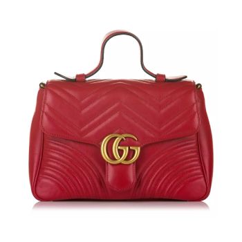 Red Matelasse Leather Marmont Bag with Double G Emblem One Size Women