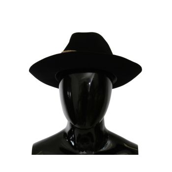 Dolce & Gabbana Women's Black Lapin Amor Gignit Wide Brim Panama Hat - 57 cm