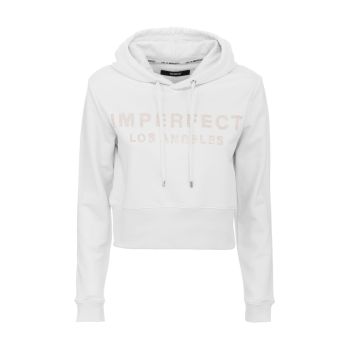 White Hoodie with Rhinestone Logo XS Women