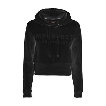 Black Logo Rhinestone Hoodie for Women L Women