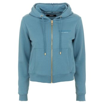 Cotton Hooded Zip-up Sweatshirt with Pockets L Women