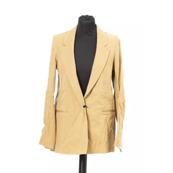 Classic Comfort Cut Fabric Jacket with Front Pockets and One Button Closure 42 IT Women