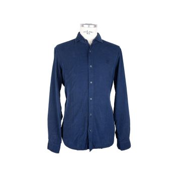 Cotton Velvet Logo Shirt with Button Closure - Long Sleeves L Men