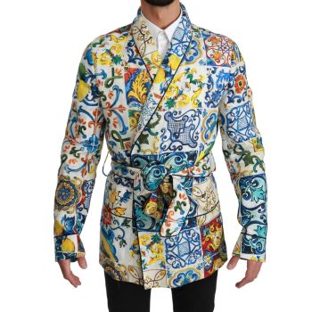 Dolce & Gabbana Robe Jacket with Majolica Pattern 48 IT Men