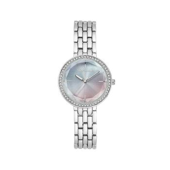 Silver Classic Analog Womens Watch with Rhine Stone Facing One Size Women