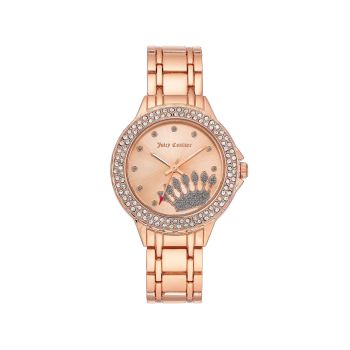 Rose Gold Fashion Analog Watch with Rhinestone Facing One Size Women