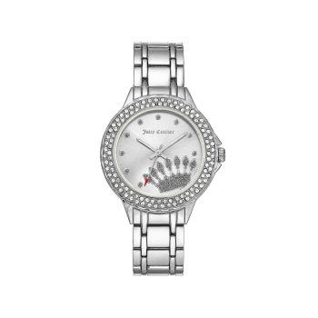 Silver Metal Fashion Watch with Rhine Stone Facing One Size Women