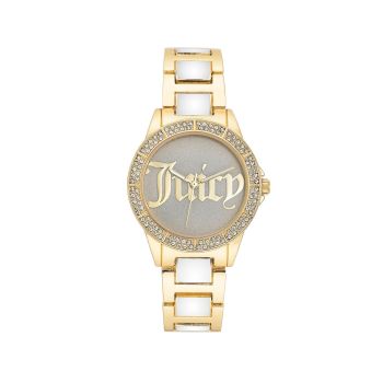 Gold Fashion Analog Wristwatch with Rhine Stone Facing One Size Women