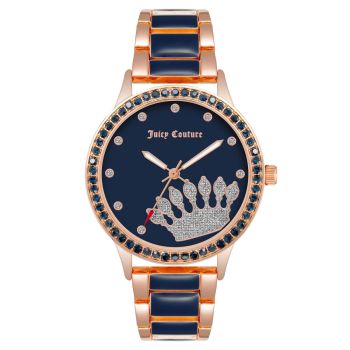 Rose Gold Analog Fashion Watch with Rhinestone Detail One Size Women