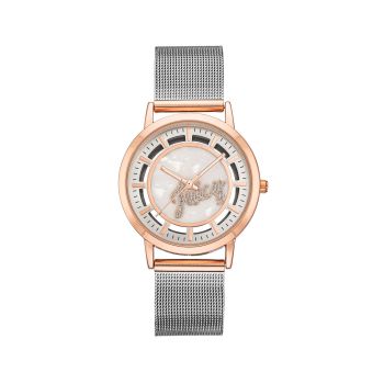 Rose Gold Bangle Watch with Rhinestone Detail One Size Women