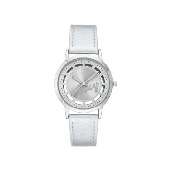 Silver Analog Fashion Watch with Rhinestone Facing One Size Women