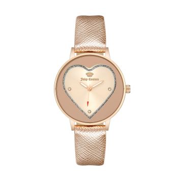 Rose Gold Rhinestone Fashion Analog Watch with Leatherette Strap One Size Women