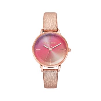 Rose Gold Metal Fashion Watch with Leatherette Wristband One Size Women