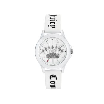 White Quartz Fashion Watch with Rhinestone Detail One Size Women