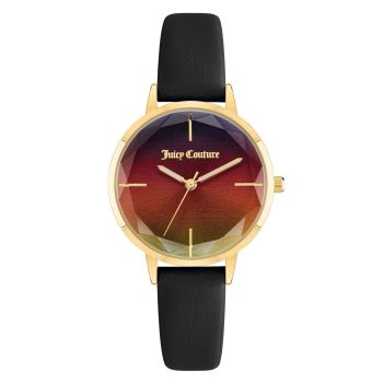 Gold Fashion Womens Analog Quartz Watch with Black Leatherette Wristband One Size Women