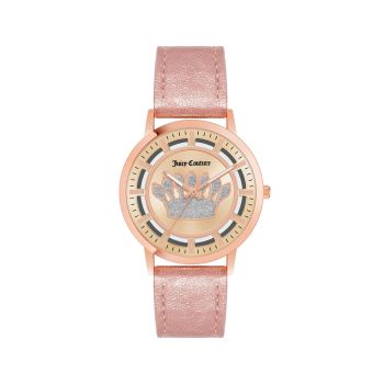 Gold Analog Quartz Fashion Watch with Rhinestone Detail One Size Women