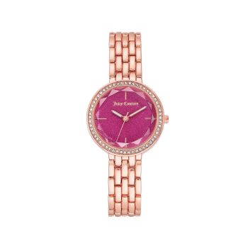 Rose Gold Metal Fashion Watch with Rhinestone Facing One Size Women