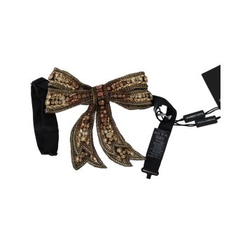 Gold Embellished Bowtie by Dolce & Gabbana One Size Women