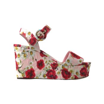 Dolce & Gabbana Women's Multicolor floral print Wedges Floral Ankle Strap Sandals - 37 EU