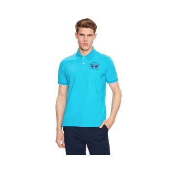 La Martina Men's Light Blue Cotton Polo Shirt - L