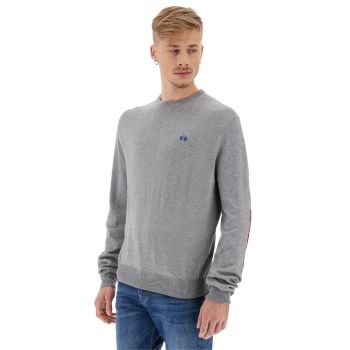 Embroidered Logo Crew Neck Sweater with Colored Patch XL Men