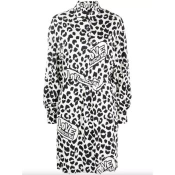 Love Moschino Leopard Texture Logo Dress 42 IT Women