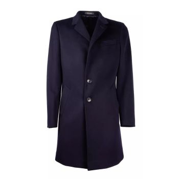 Loro Piana Mens Dark Blue Coat with Button Closure and Slanted Pockets 50 IT Men