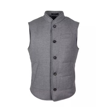 Woven Wool and Cashmere Vest with Button Closure and Multiple Pockets 48 IT Men