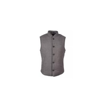 Woven Wool Cashmere Vest with Button Closure and Multiple Pockets 48 IT Men