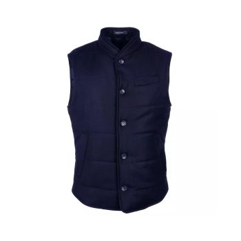 Wool and Cashmere Vest with Button Closure and Multiple Pockets 50 IT Men