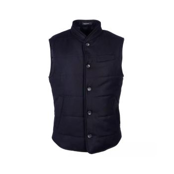 Wool and Cashmere Vest with Button Closure and Multiple Pockets 48 IT Men