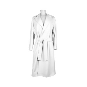 Wool Coat with Raglan Sleeves and Ribbon Belt Closure 40 IT Women