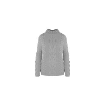 Wool and Cashmere Turtleneck with Braided Patterns M Women