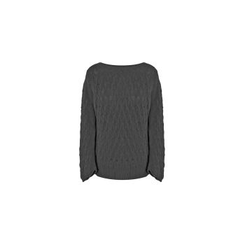 Boat Neck Wool and Cashmere Sweater with Rhombus Patterns L Women