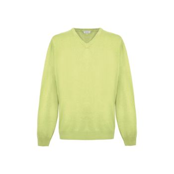 Yellow V-Neck Cashmere Sweatshirt L Men