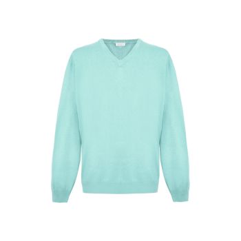 Green Tea V-Neck Cashmere Sweatshirt L Men