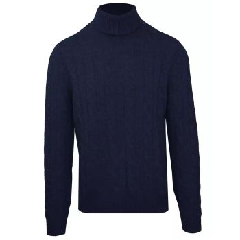 Malo Cable and Ribbed Wool and Cashmere Turtleneck M Men