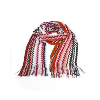 Geometric Pattern Fringed Scarf One Size Women