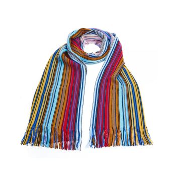 Geometric Pattern Fringed Scarf in Bright Colors One Size Women