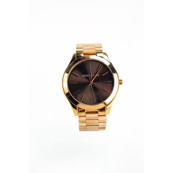 Michael Kors Runway Gold Toned Brown Dial Wrist Watch One Size Women