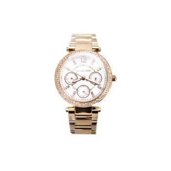 Michael Kors Parker Stainless Steel Rose Gold Toned Watch One Size Women