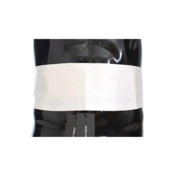 Exclusive Silk Cummerbund with Logo Details - White 100% Authentic Dolce & Gabbana 48 IT Men