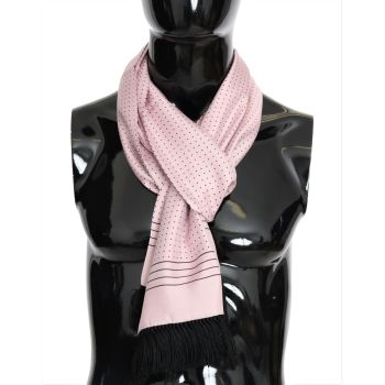 Gorgeous Silk Scarf with Polka Dots and Fringes One Size Men