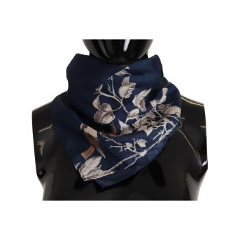 Dolce & Gabbana Men's Blue Floral Silk Square Handkerchief Scarf - One Size